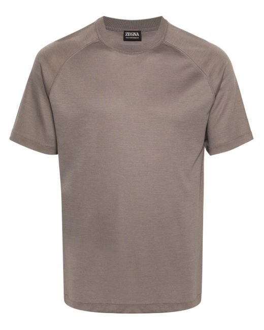 Zegna Geribbeld Wollen T-shirt in het Gray voor heren
