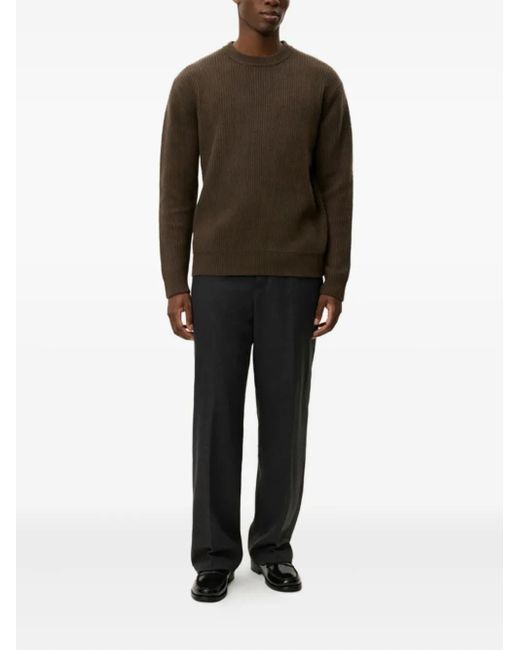 Les Deux Green Ribbed Crew-Neck Jumper for men