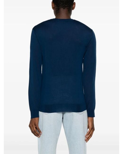 Valentino Garavani Blue V-Neck Virgin-Wool Jumper for men