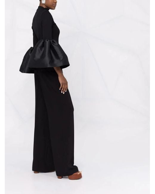Alberta Ferretti Black High-Waisted Straight-Leg Trousers