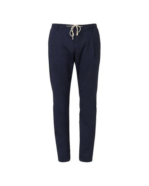 Eleventy Blue Drawstring Pleated Trousers for men