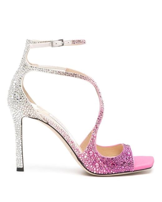Jimmy Choo Pink Azia 95mm Crystal-embellished Sandals