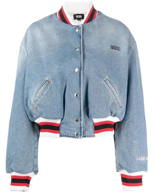 Gcds Blue Hello Kitty Denim Bomber Jacket