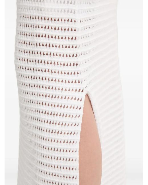 MARC AUREL White Openwork Slit Lang Skirt