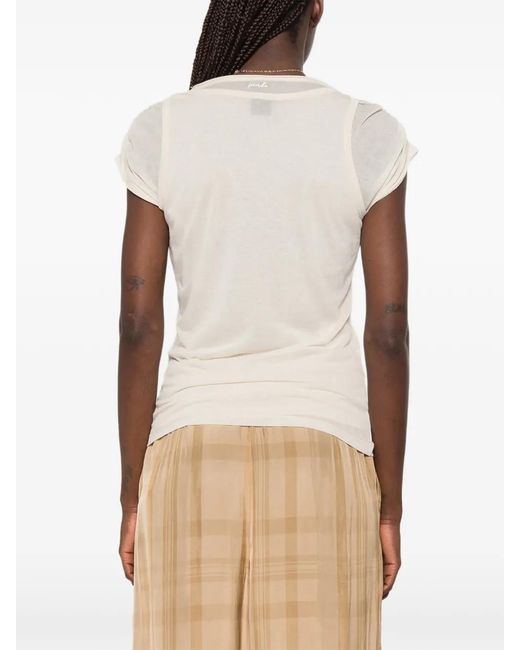 Pinko White Layered-Effect Short-Sleeve T-Shirt