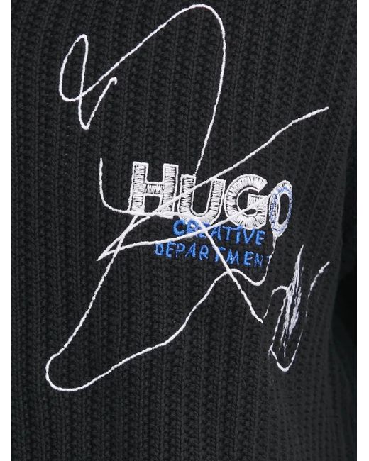 HUGO Gerippter Cardigan mit Reißverschluss in Black für Herren