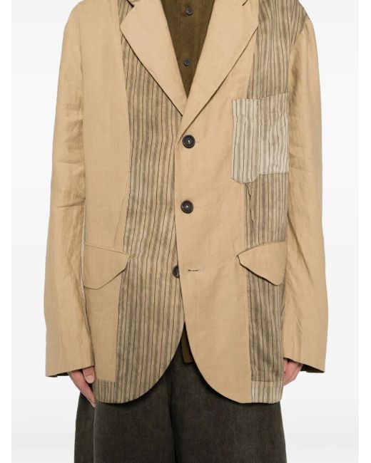 Ziggy Chen Natural Striped Blazer for men