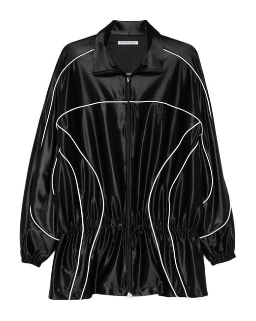 Alexander Wang Black Reflective-Piping Drop-Waist Mini Dress