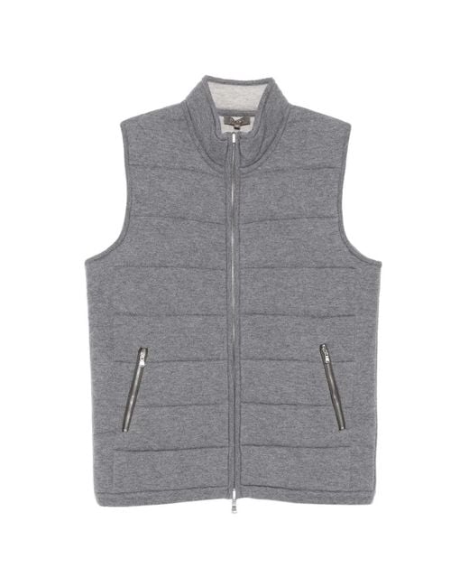 N.Peal Cashmere Gray Mall Zipped Vest for men