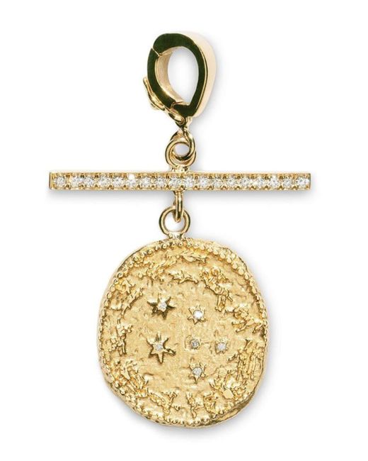 Azlee Metallic 18kt Yellow Gold Small Wheel Diamond Pendant Charm