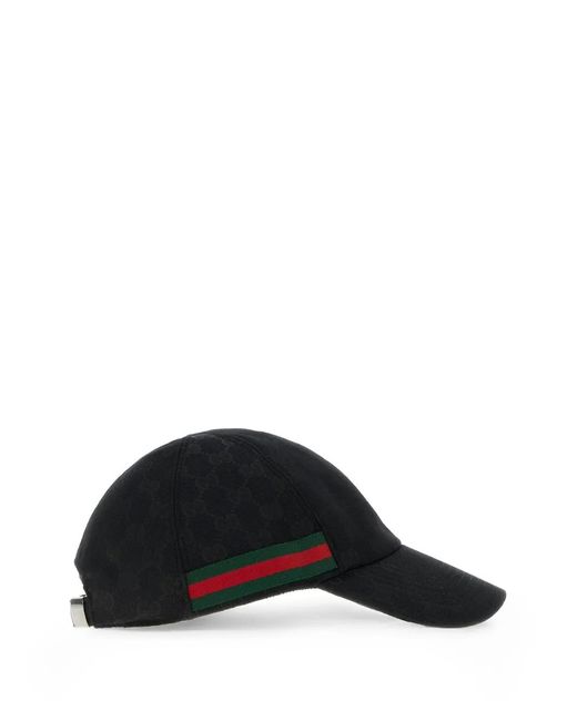Gucci Black Gg Baseball Hat With Web for men