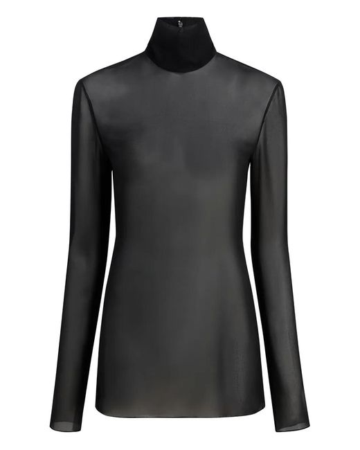 Khaite Black Roll-Neck Long-Sleeve Top