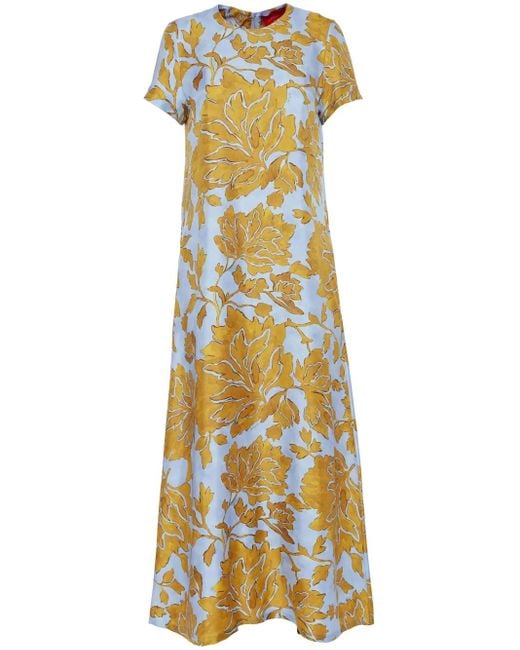 LaDoubleJ Metallic Silk Twill Swing Maxi Dress