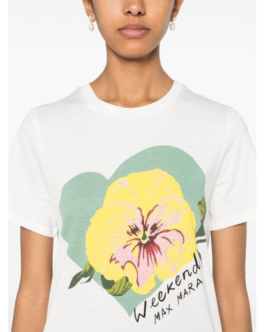 Weekend by Maxmara White Yen Flower-print T-shirt