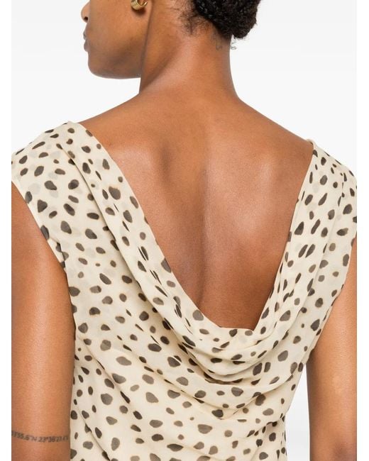 Posse White Leo Cheetah-Print Midi Dress