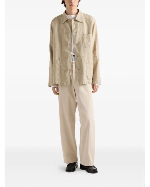 Prada Natural Single-Breasted Linen Jacket for men