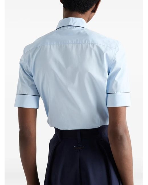 Prada Blue Short-Sleeved Poplin Shirt