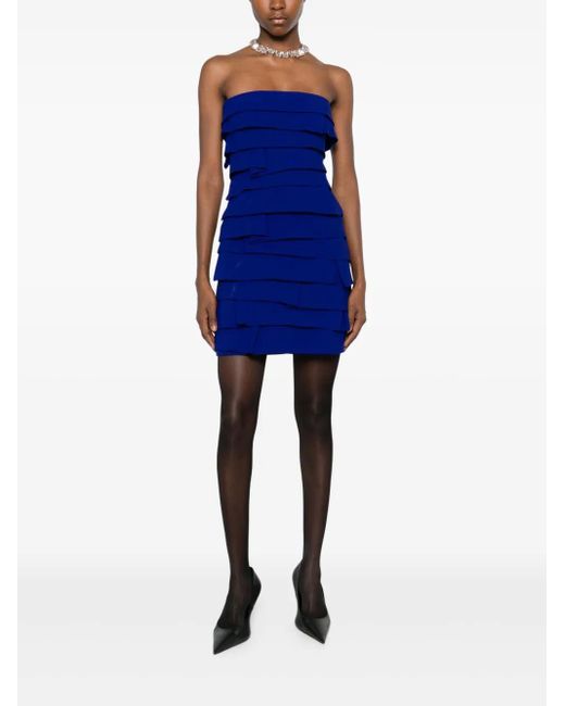Versace Blue Flounced Minidress