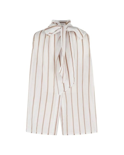 Semicouture White Striped-Pattern Blouse