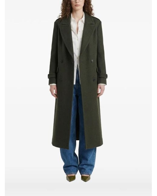 SUTTON NEW YORK Green Double-Breasted Notched-Lapels Coat