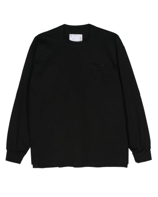 Sacai Logo-embroidered T-shirt in Black for Men | Lyst Canada