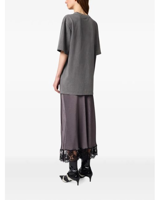 MSGM Purple Lace-Trim Wrap Midi Skirt