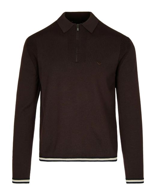 Polo con media cremallera Emporio Armani de hombre de color Black