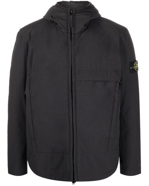 Stone Island Compass-patch Hooded Jacket in Black for Men | Lyst