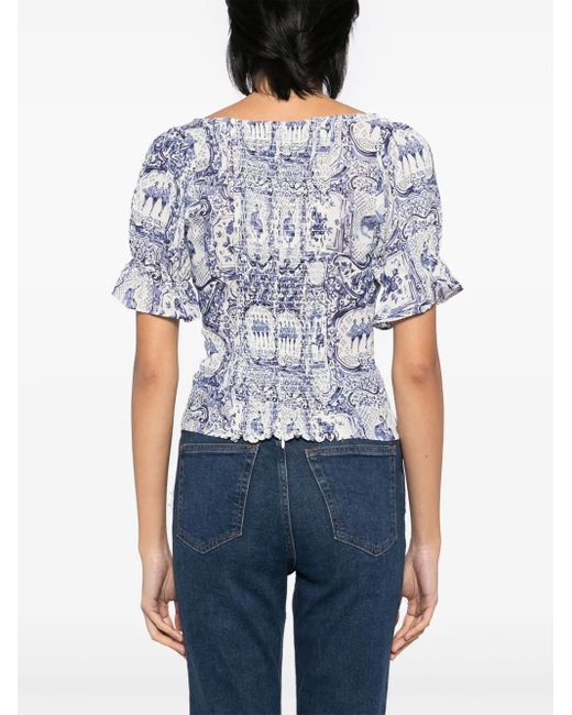 Reformation Blue Delevan Top
