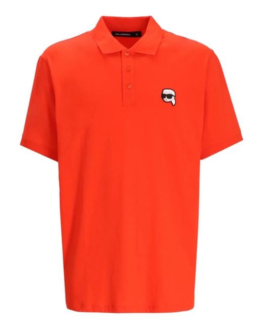Polo Ikon Con Applicazione di Karl Lagerfeld in Orange da Uomo