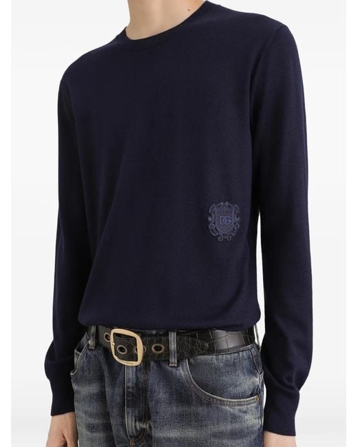Dolce & Gabbana Blue Virgin-Wool Pullover for men