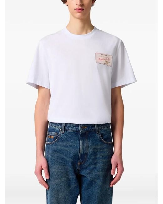 MSGM White Logo-Patch T-Shirt for men