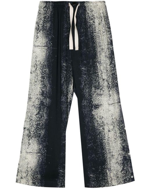 FEDERICO CINA Blue Abstract-print Lightweight Trousers for men