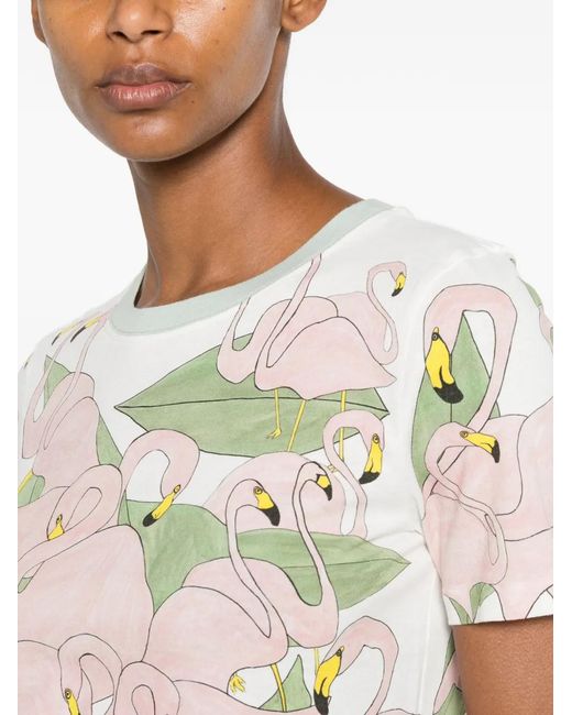 Chloé White Flamingo-Print T-Shirt