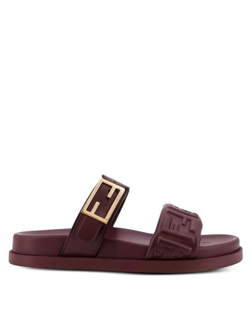 Fendi Brown Logo-Embellishment Sandals