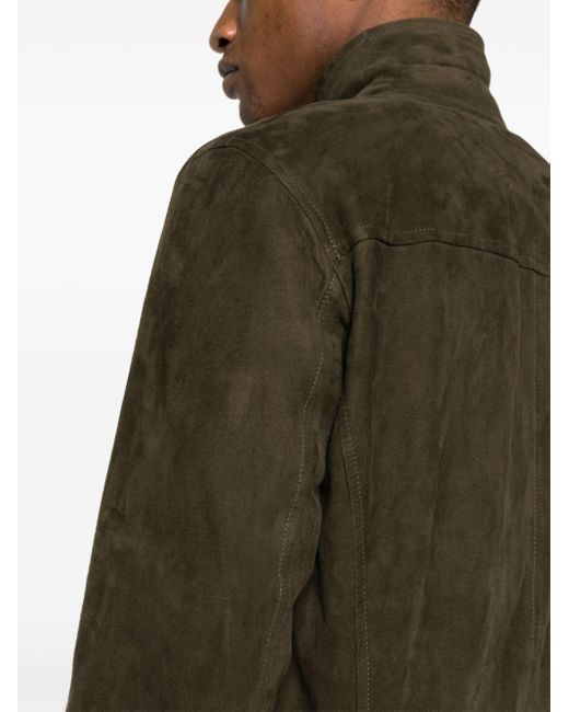 Boglioli Green Zip-up Leather Jacket for men