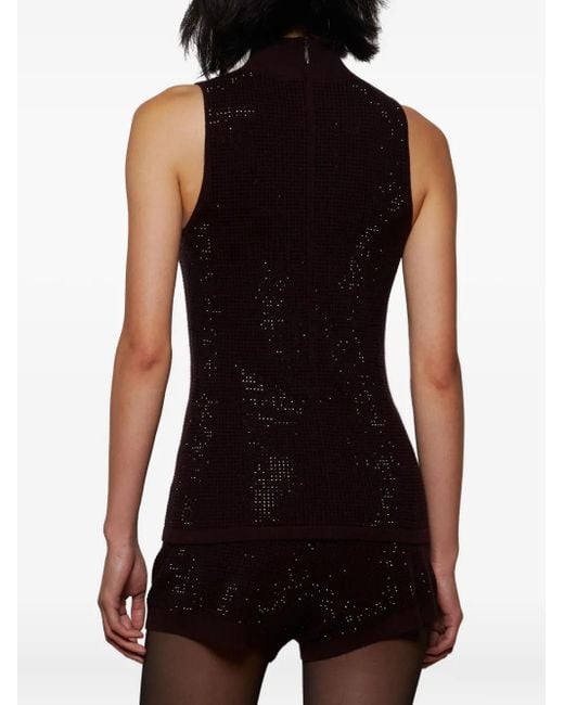 David Koma Black Rhinestone-Embellished Top