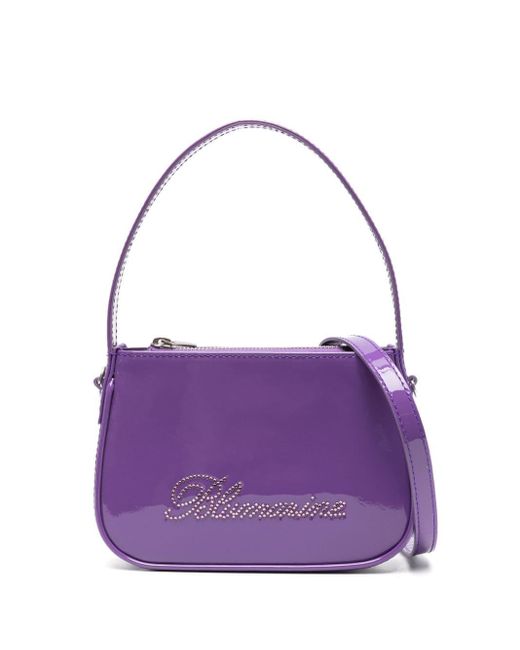 Blumarine Purple Rhinestoned Leather Tote Bag