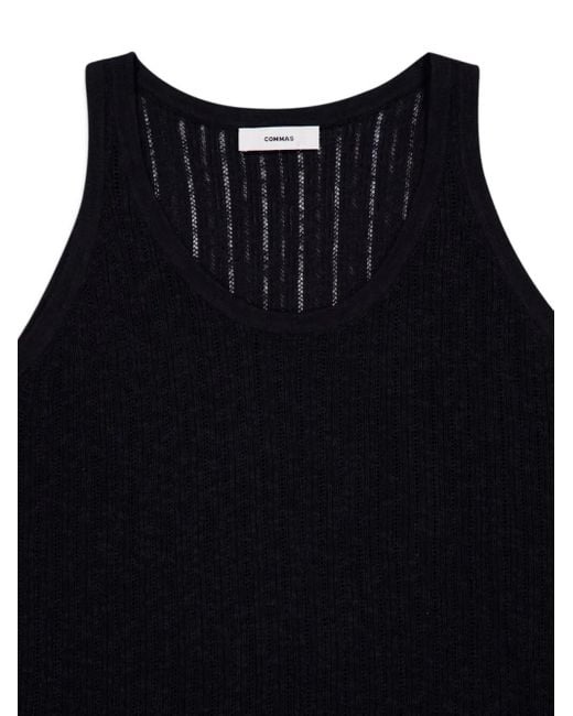 Commas Black Pointelle Knit Tank for men