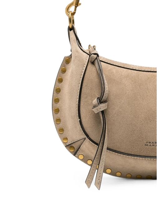 Isabel Marant White Oskan Moon Stud-Embellished Shoulder Bag