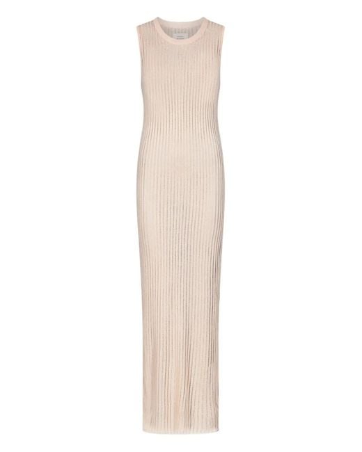 Loulou de Saison White Icaria Semi-Sheer Ribbed Knitted Maxi Dress