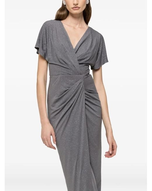 Nissa Blue V-Neck Maxi Dress