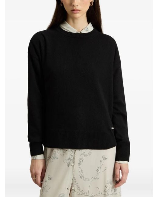 Woolrich Black Relaxed Fit Sweater With Crew Neckline