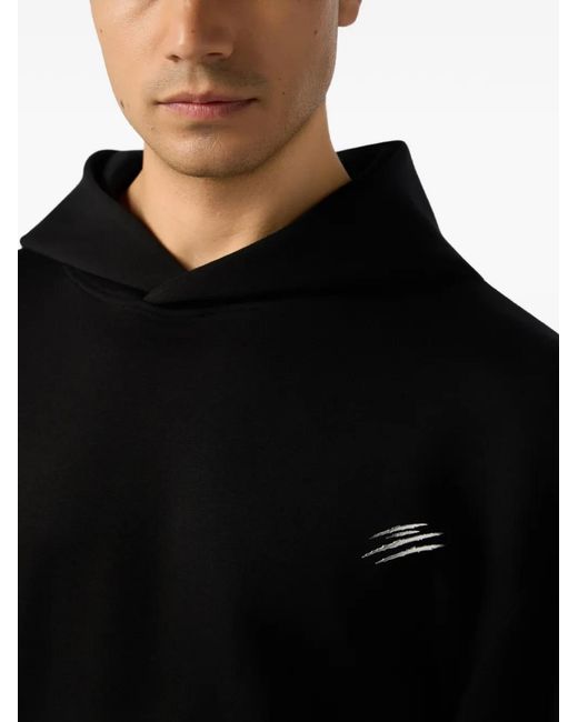 Philipp Plein Black Chrome Scratch Hoodie for men