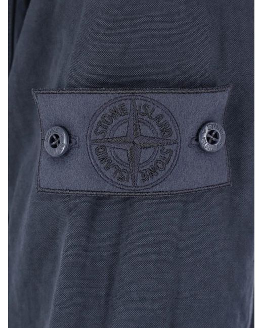 Stone Island Blue Ghost Buttoned Badge Shirt for men
