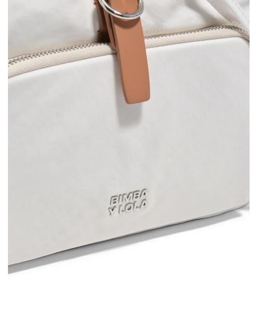 Bimba Y Lola White Buckle-Fastening Drawstring Backpack