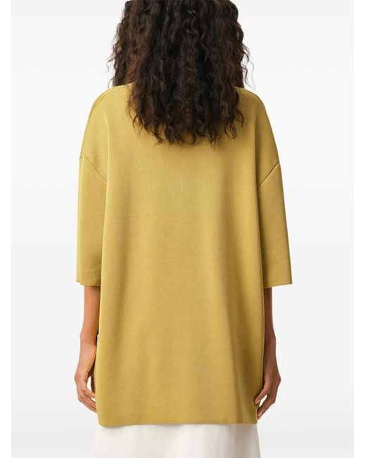 AMI Yellow Wool Short Sleeves V Neck Sweater