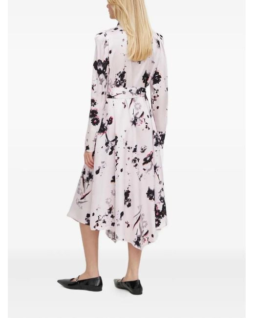 Bruuns Bazaar White Bow-Neck Floral Midi Dress