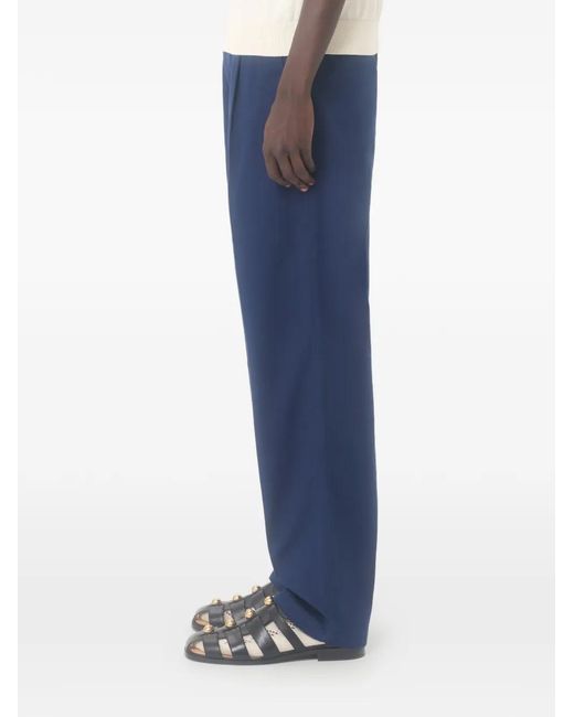 Valentino Garavani Blue Vlogo-Signature Cotton Trousers for men