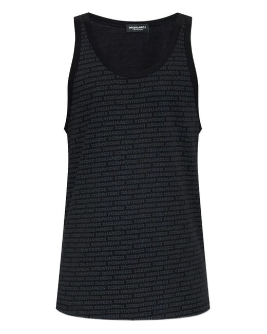 DSquared² Black Logo-Print Tank Top for men